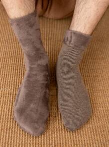 兩雙素色抓絨內襯中筒襪 - 彩色 - 查看 3