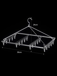 1pc Stainless Steel Drying Rack With Clothespin - Silver - View 5