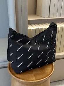 字母圖案流浪包 - 黑與白 - 查看 2