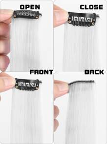 5pcs Clip In Medium Straight Synthetic Hair Extension - White - View 5