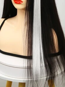 5pcs Clip In Medium Straight Synthetic Hair Extension - White - View 6