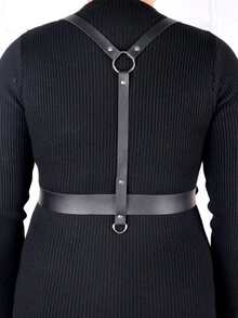 Buckle Decor Plus Size Harness Belt - Black - View 6