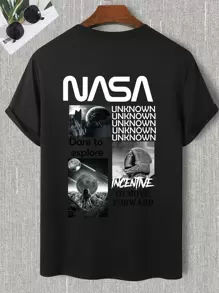 Manfinity Homme Men Astronaut And Slogan Graphic Tee - Black - View 3