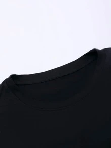 Manfinity EMRG Men T-Shirts Fit Crew Neck Short Sleeve Graphic Tee Street Summer Polyester - Black - View 4