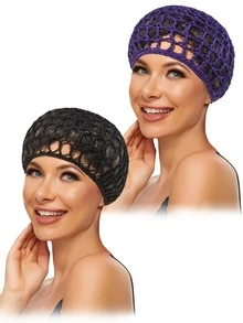 2 piezas Sombrero de croché unicolor - Multicolor - Ver 1