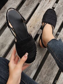 編織坡跟露跟鞋