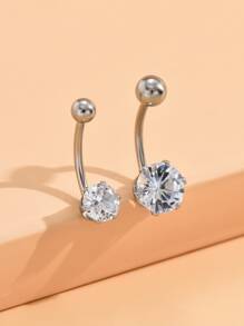2 Cái/bộ Nam Nữ Đính Đá Cubic Zirconia Trang Trí Rốn Bụng Vòng Giả Xuyên Không Gây Dị Ứng Dành Cho Nữ Không Cần Xuyên Cơ Thể Món Quà Trang Sức - Bạc - Xem 1