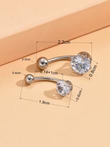 2 Cái/bộ Nam Nữ Đính Đá Cubic Zirconia Trang Trí Rốn Bụng Vòng Giả Xuyên Không Gây Dị Ứng Dành Cho Nữ Không Cần Xuyên Cơ Thể Món Quà Trang Sức - Bạc - Xem 4