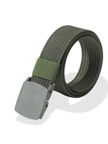 男士自動搭扣織帶皮帶 - 軍綠色 - 查看 1