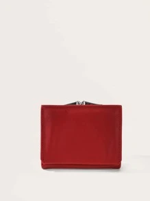 Rabbit & Slogan Graphic Small Wallet - Burgundy - View 2