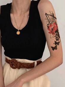 2sheets Butterfly & Lotus Pattern Tattoo Sticker - Multicolor - View 4