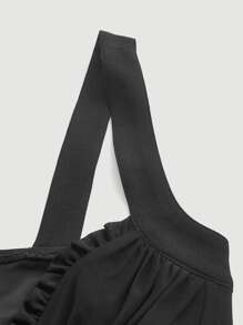 SHEIN MOD 褶邊弧形下擺吊帶上衣