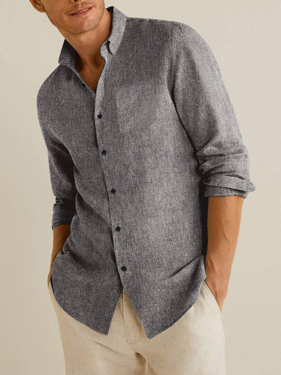 Manfinity Homme Men Patched Pocket Button Front Shirt Without Tee - Grey - View 1