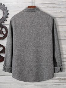 Manfinity Homme Men Patched Pocket Button Front Shirt Without Tee - Grey - View 2