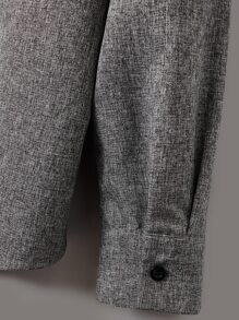 Manfinity Homme Men Patched Pocket Button Front Shirt Without Tee - Grey - View 3