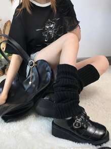 Polaina unicolor tejido - Negro - Ver 1