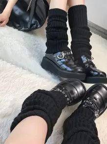 Polaina unicolor tejido - Negro - Ver 3