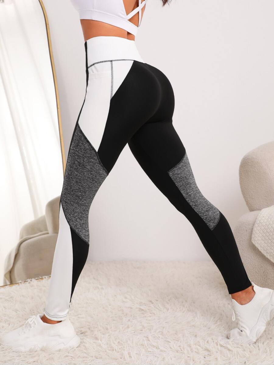 Easithlete Colourblock Sports Leggings With Phone Pocket - Multicolor - View 1