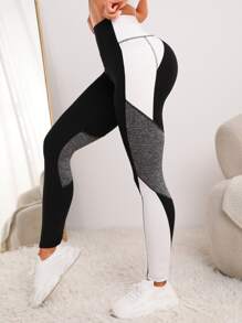 Easithlete Colourblock Sports Leggings With Phone Pocket - Multicolor - View 3