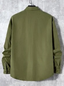 GENTILAND Men Flap Pocket Shirt - Army Green - View 4