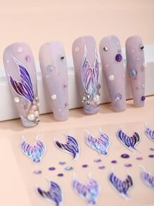 Beauty Sticker 1張5D美人魚尾巴圖案美甲貼紙 - 彩色 - 查看 2