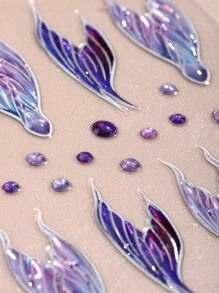 Beauty Sticker 1張5D美人魚尾巴圖案美甲貼紙 - 彩色 - 查看 4