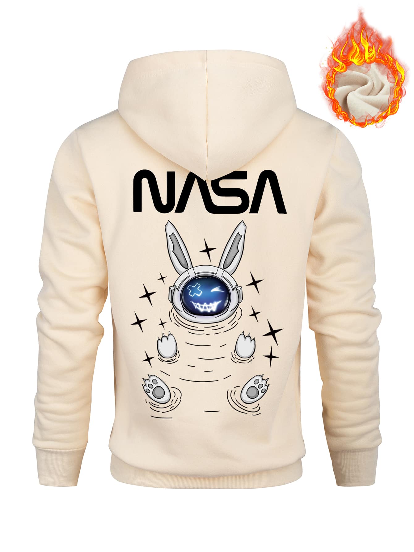 Manfinity Homme Men Animal & Letter Graphic Kangaroo Pocket Drawstring Thermal Hoodie - Apricot - View 1