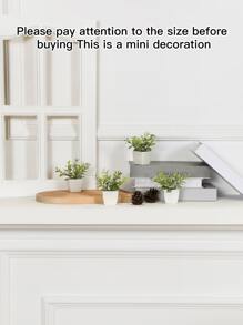 1pc Mini Boxwood Potted Plant, With Small White Plastic Planter, Artificial Green Plant For Decoration In Home, Office, Bathroom, Bookshelf, Desk, Suitable For All Seasons - Multicolor - View 7