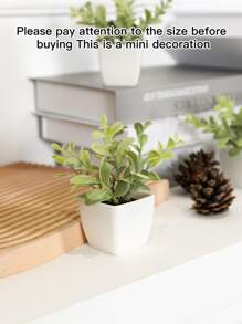 1pc Mini Boxwood Potted Plant, With Small White Plastic Planter, Artificial Green Plant For Decoration In Home, Office, Bathroom, Bookshelf, Desk, Suitable For All Seasons - Multicolor - View 8