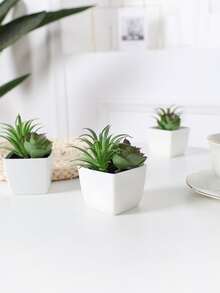 1 pieza artificial planta en maceta - Verde - Ver 2