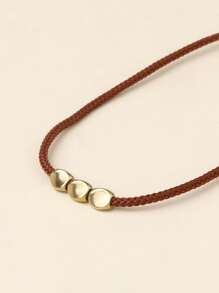 簡約風編織手鏈 - 咖啡棕 - 查看 5