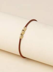 簡約風編織手鏈 - 咖啡棕 - 查看 6