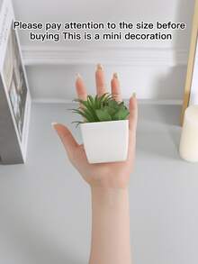 1 pieza artificial planta en maceta - Verde - Ver 7