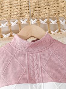 Toddler Girls Colourblock Mock Neck Belted Dress - Multicolor - View 6