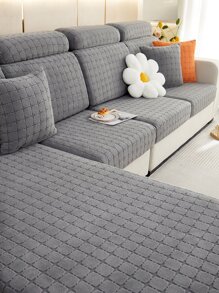 1入組格紋提花沙發座套 - 灰色 - 查看 1