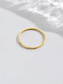 一枚日韓風格的別緻極簡主義戒指,帶鑽石紋理,適合約會和日常配戴的不銹鋼女配飾品 - 金黃色 - 查看 3
