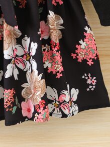 小女童印花繫腰帶洋裝