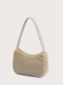 極簡風格毛茸茸流浪包 - 杏色 - 查看 3