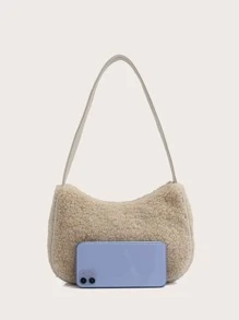 極簡風格毛茸茸流浪包 - 杏色 - 查看 4