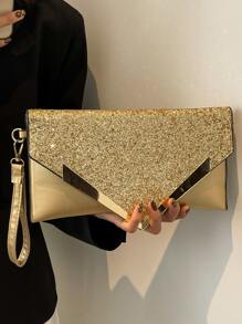 Glamorous, Elegant, Exquisite, Quiet Luxury Sequin, Stylish, Luxury, Shiny Glitter Metal Decor Flap Square Bag Evening Bag, Dinner Bag For Party Girl, Woman, Bride Perfect For Party, Wedding, Prom, Dinner/Banquet, Clutch Bag For Wedding