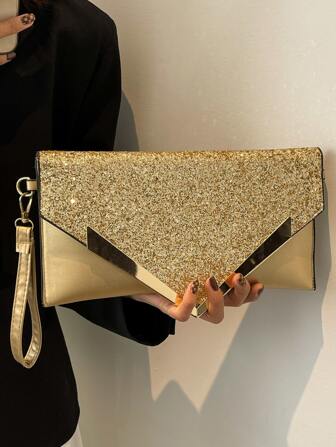 Glamorous, Elegant, Exquisite, Quiet Luxury Sequin, Stylish, Luxury, Shiny Glitter Metal Decor Flap Square Bag Evening Bag, Dinner Bag For Party Girl, Woman, Bride Perfect For Party, Wedding, Prom, Dinner/Banquet, Clutch Bag For Wedding