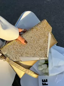 Glamorous, Elegant, Exquisite, Quiet Luxury Sequin, Stylish, Luxury, Shiny Glitter Metal Decor Flap Square Bag Evening Bag, Dinner Bag For Party Girl, Woman, Bride Perfect For Party, Wedding, Prom, Dinner/Banquet, Clutch Bag For Wedding