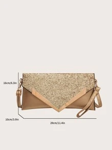 Glamorous, Elegant, Exquisite, Quiet Luxury Sequin, Stylish, Luxury, Shiny Glitter Metal Decor Flap Square Bag Evening Bag, Dinner Bag For Party Girl, Woman, Bride Perfect For Party, Wedding, Prom, Dinner/Banquet, Clutch Bag For Wedding