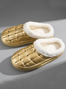 Men Metallic Thermal Lined Warm Clogs - Gold - View 1