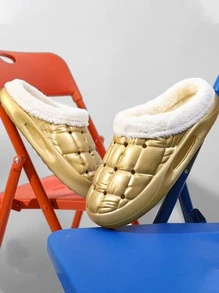 Men Metallic Thermal Lined Warm Clogs - Gold - View 4