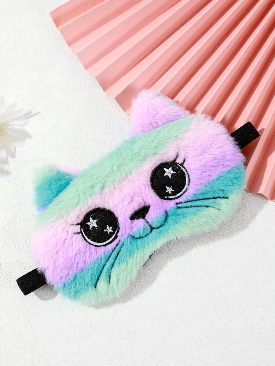 1pc Cartoon Cat Design Fuzzy Eye Cover - Multicolor - View 1