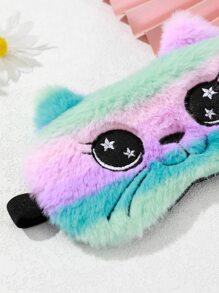 1pc Cartoon Cat Design Fuzzy Eye Cover - Multicolor - View 3