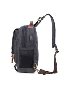 PETERBOLO Hombres Bolso bandolera con diseño de hebilla - Negro - Ver 3