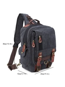 PETERBOLO Hombres Bolso bandolera con diseño de hebilla - Negro - Ver 5