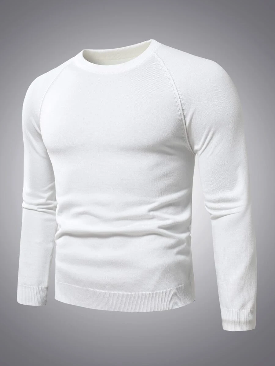 Manfinity Homme Hombres Jersey de manga raglán - Blanco - Ver 1